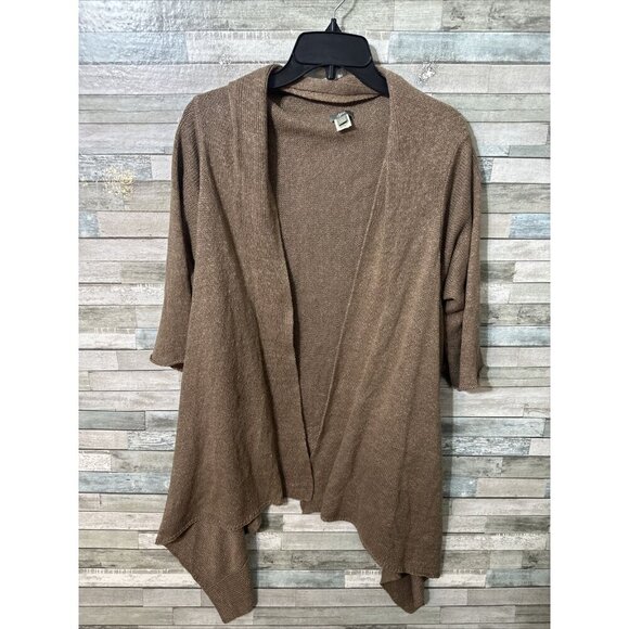Women’s J.Jill Cardigan Linen blend Asymmetrical Brown Size Large - Picture 8 of 16